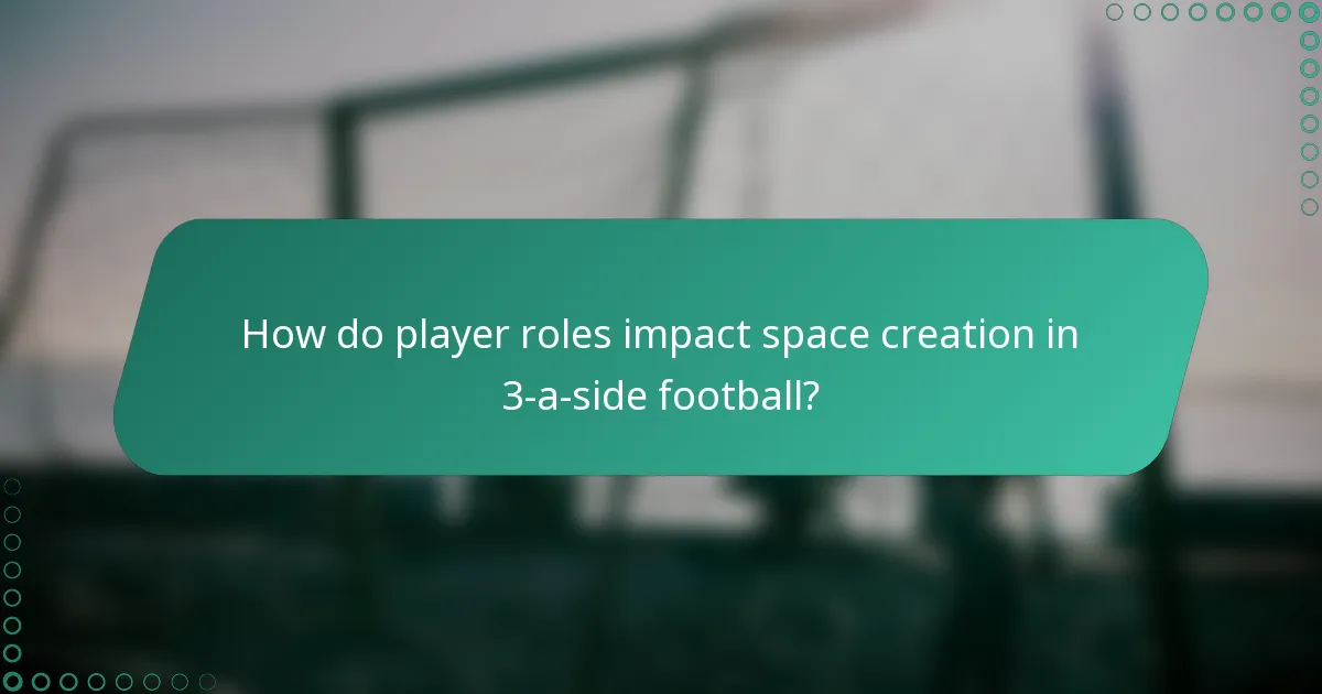 How do player roles impact space creation in 3-a-side football?