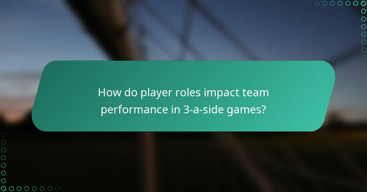How do player roles impact team performance in 3-a-side games?