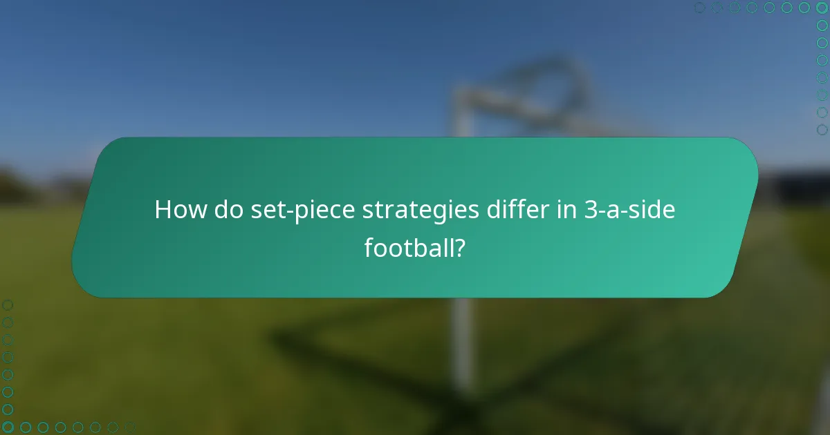 How do set-piece strategies differ in 3-a-side football?