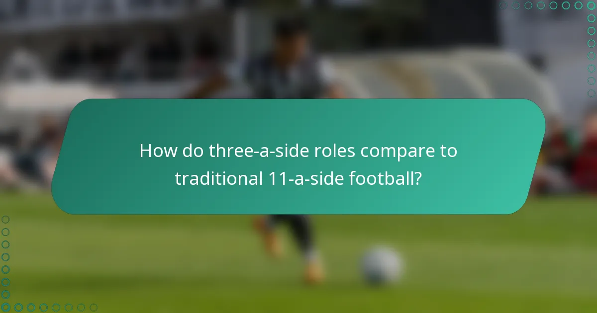How do three-a-side roles compare to traditional 11-a-side football?