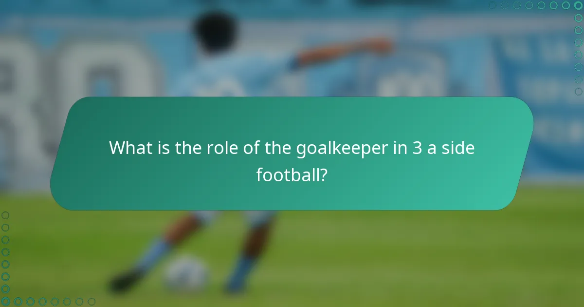 What is the role of the goalkeeper in 3 a side football?